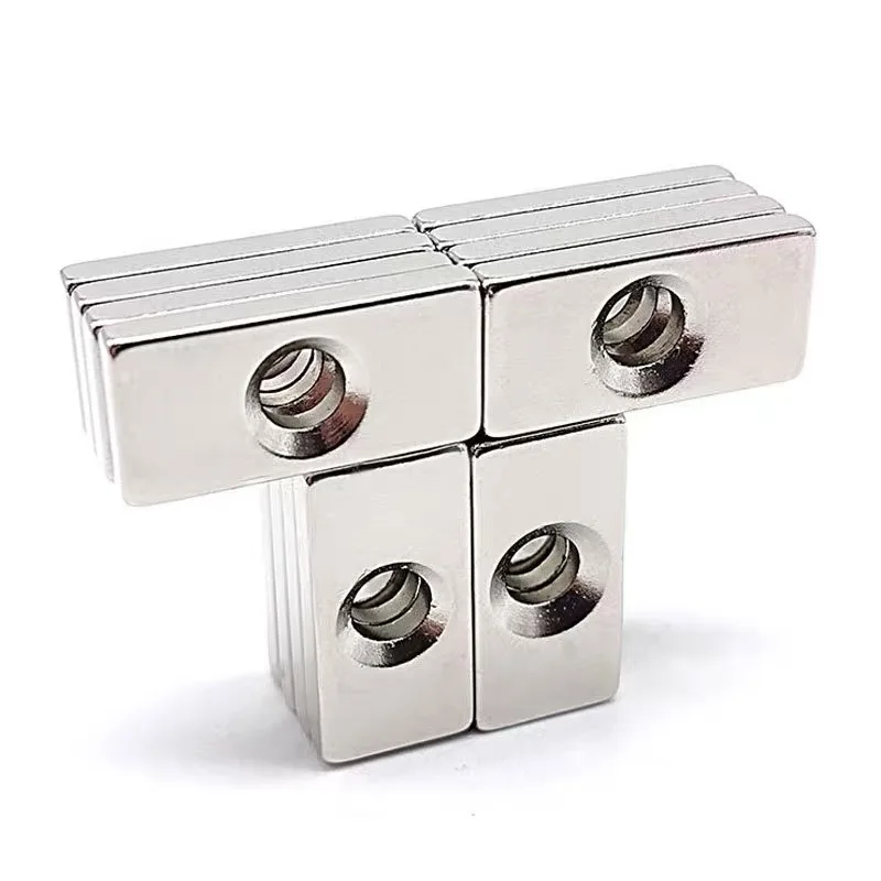 Permanent Magnet Manufacturer Sintered Neodymium Magnet Block Magnet With Countersunk Hole