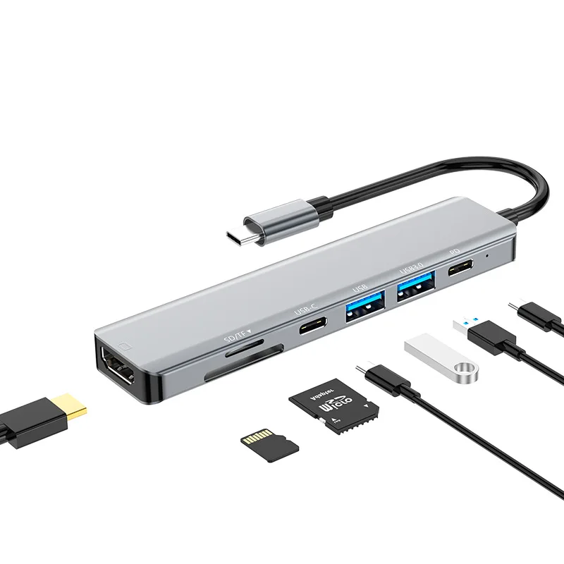 Концентратор 7 в 1 Тип c концентратор тип-C к HD-MI + USB3.0 USB2.0 USB-C2.0 PD SD