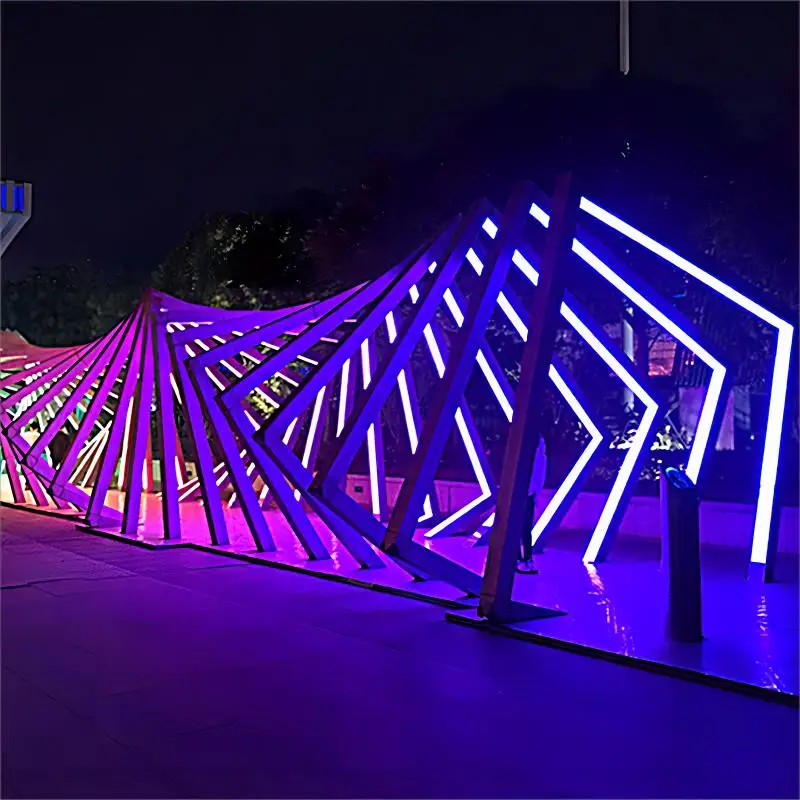 3D LED Time Tunnel New Arch Motif Light Stainless Steel Water-proof Lamp Landscape Garden Park Gate Door Plaza Lighting