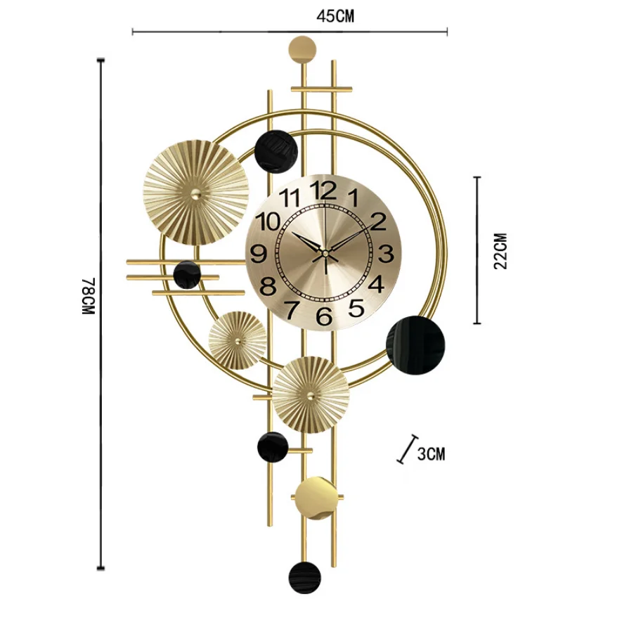 Креативные кованые железные креативные односторонние часы для гостиной с золотыми листьями железные металлические настенные часы для украшения дома
