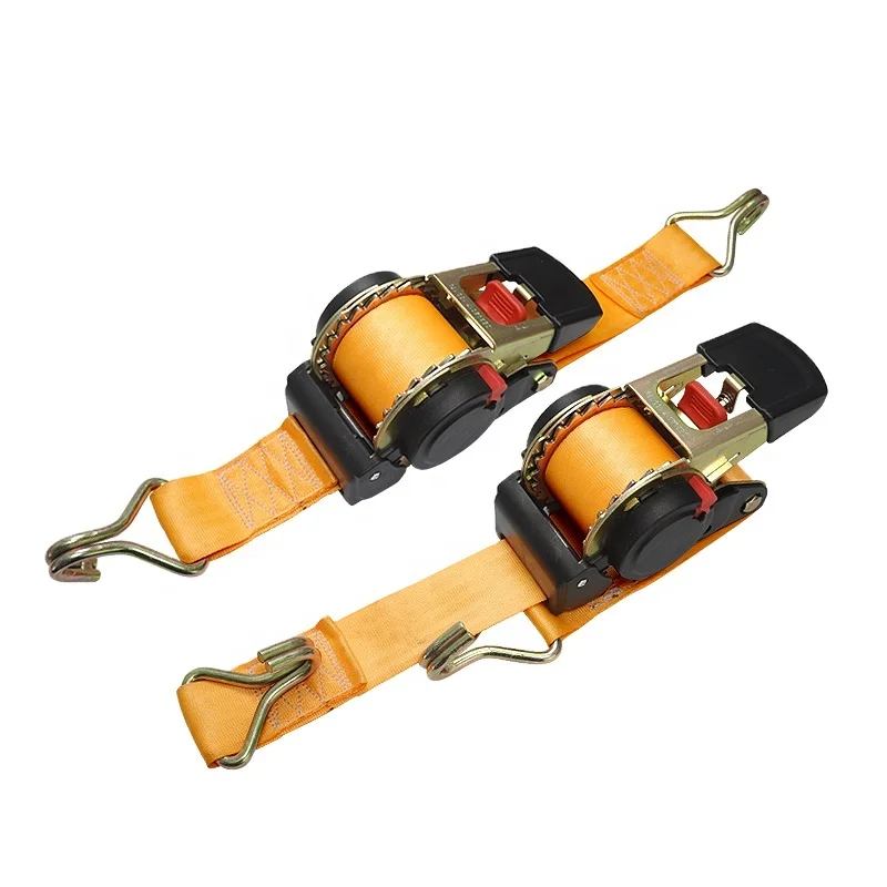 retractable strap Cargo With one Hook Auto Retractable Ratchet Tie Down with bolt