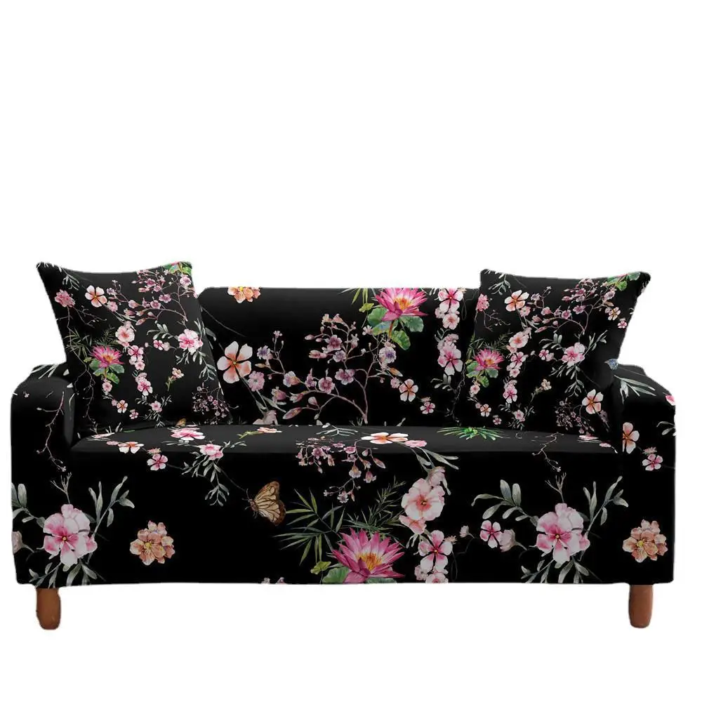 Home 3D printed leaves living room sofa cover full package elastic sofa cover cloth combined sofa cushion