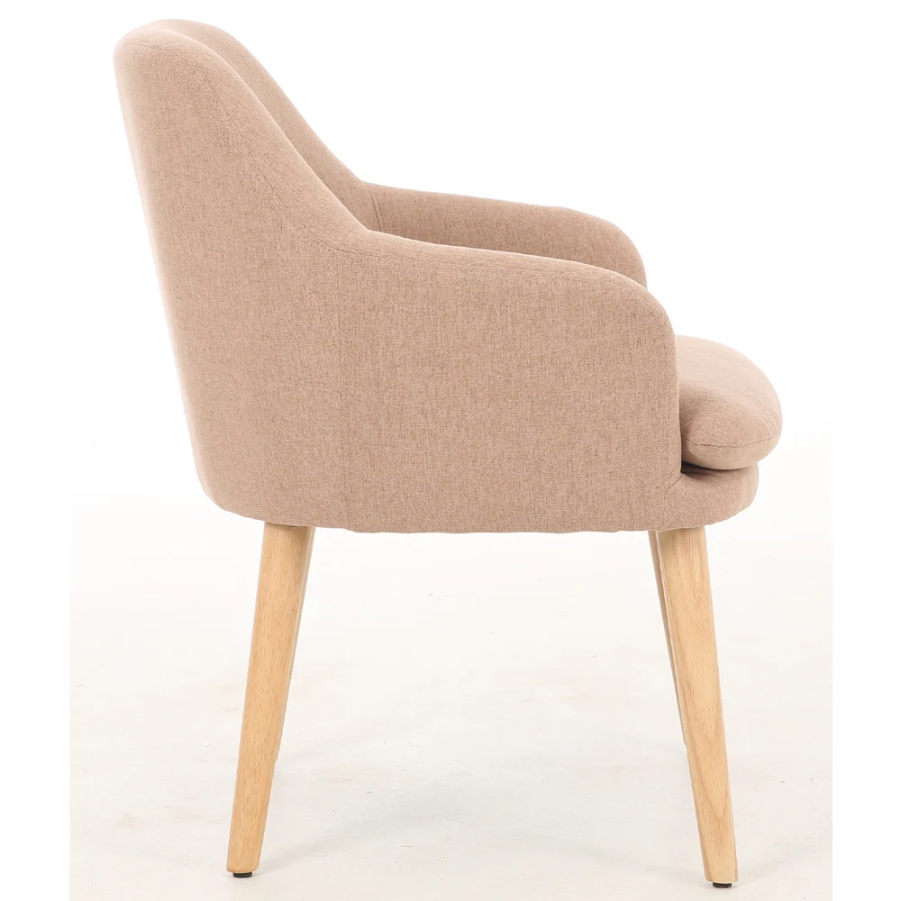 Modern style hotel furniture wooden leg linen fabric upholstered dining room chairs