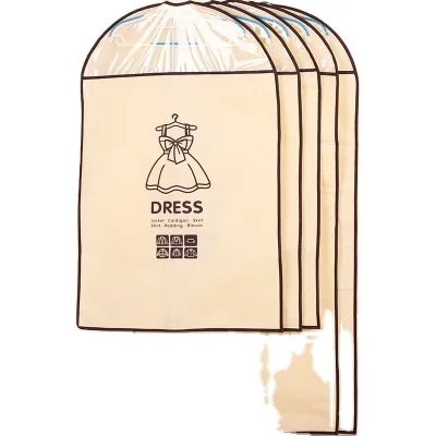 Home Travel Dust Cover Foldable Dress Clothes Suit Cover Protector Shopping Garment Storage Bag with PVC window