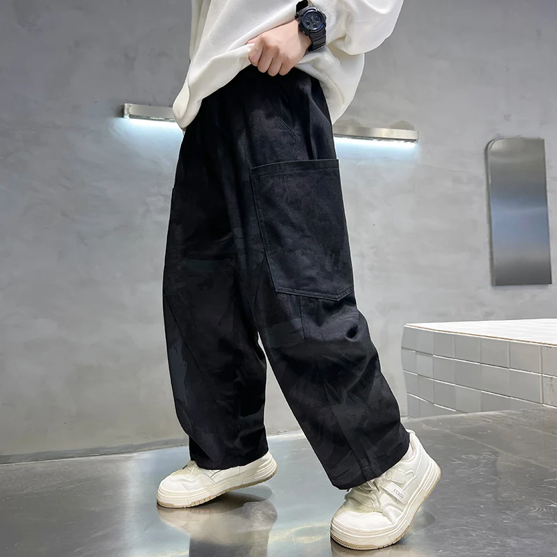 2024 New Arrival Boys Pants for Big Boys Cotton Teenage Waist Cargo Pants Fashion Camouflage Sweatpants 6 8 10 12 Years