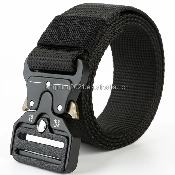 Wholesale men belt Braided Fabric Elastic Woven Outdoor Man Woven Canvas Belt Custom Logo Quick Release  Buckle