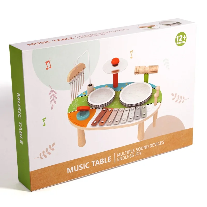 Hot Selling Design MultiFunctional Wooden Percussion Music Instrument Sets Montessori Educational Pretend Music Platform Toys