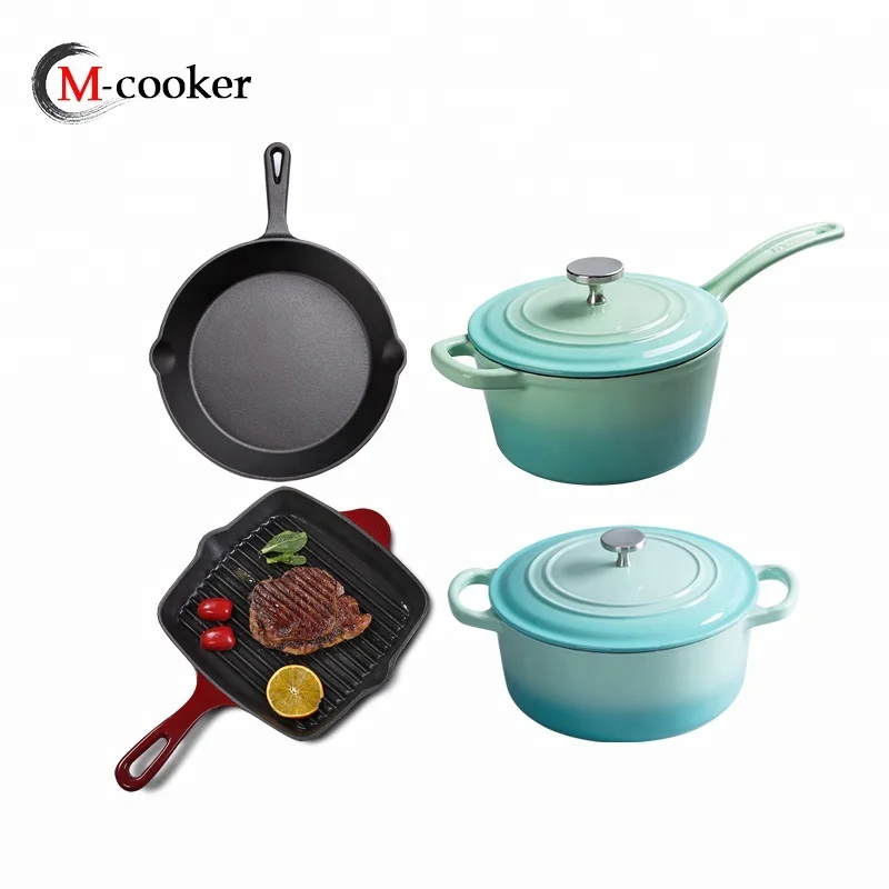 2025 Wholesale German Russian Japanese Non Stick Kitchen Enamel Cast Iron Nonstick Cookware Sets