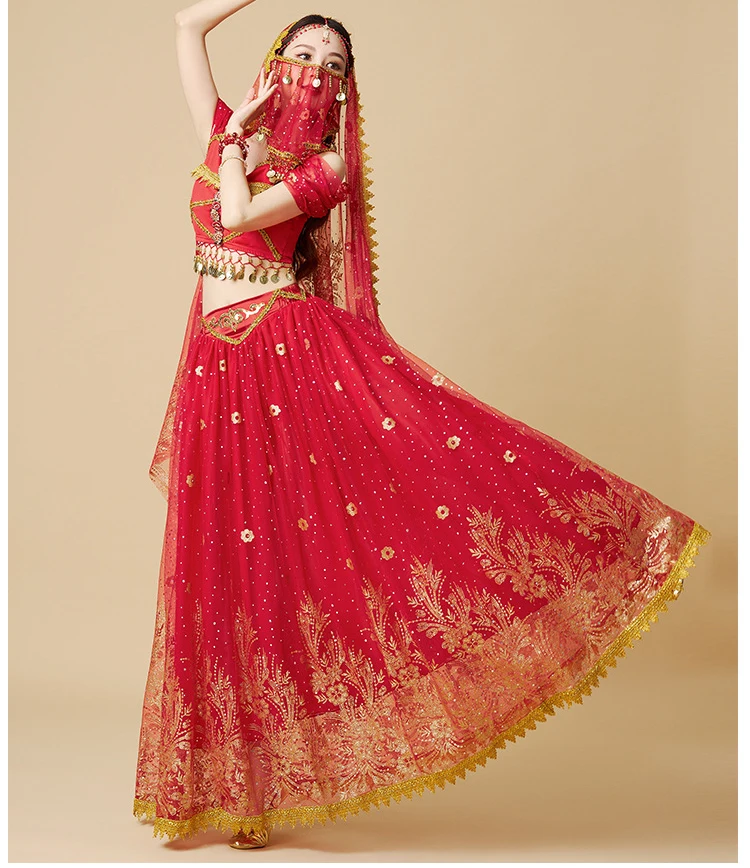Ladies Halloween Dress Up Shiny Golden Pattern Indian Cosplay Aladdin Jasmine Princess Belly Dance Bollywood costumes for adult