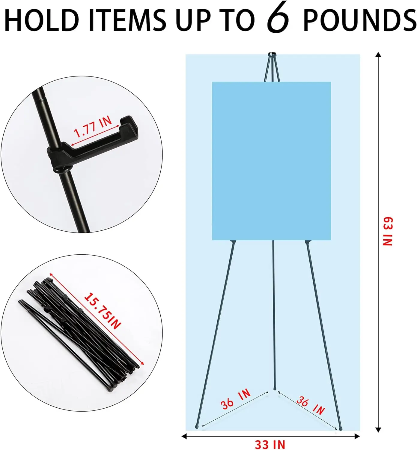 Black Metal  Easel Organizer Wedding Signs and Poster Display Stand Foldable Painting Stand Tripod Display Stand
