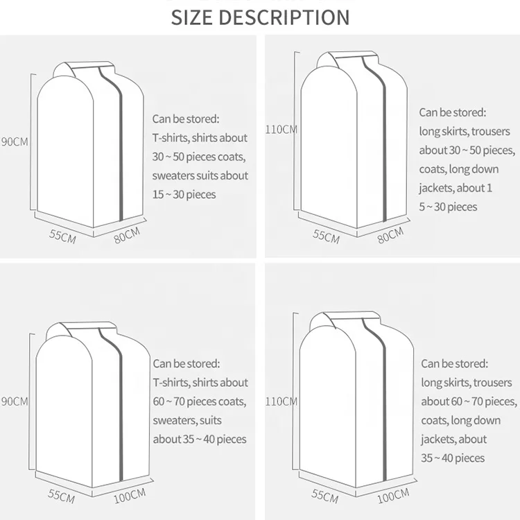 Customised garment bag for clothing white garment bag transparent golden supplier garment bag suit cover