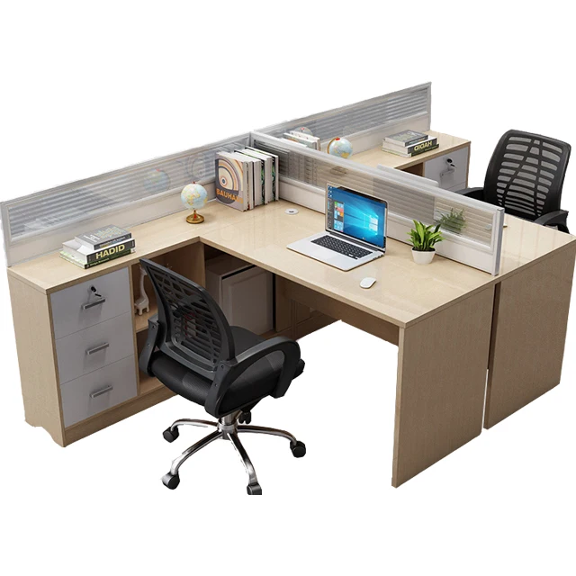 Large space 1/2/3/4/6 seaters workstation office furniture L- shaped wooden MDF 4 person office workstation