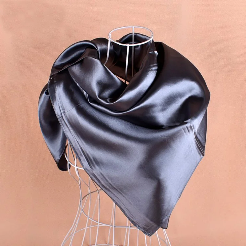 High Quality Custom Solid Color Satin Silk Square Scarf Printed Satin Silk Scarf For Women