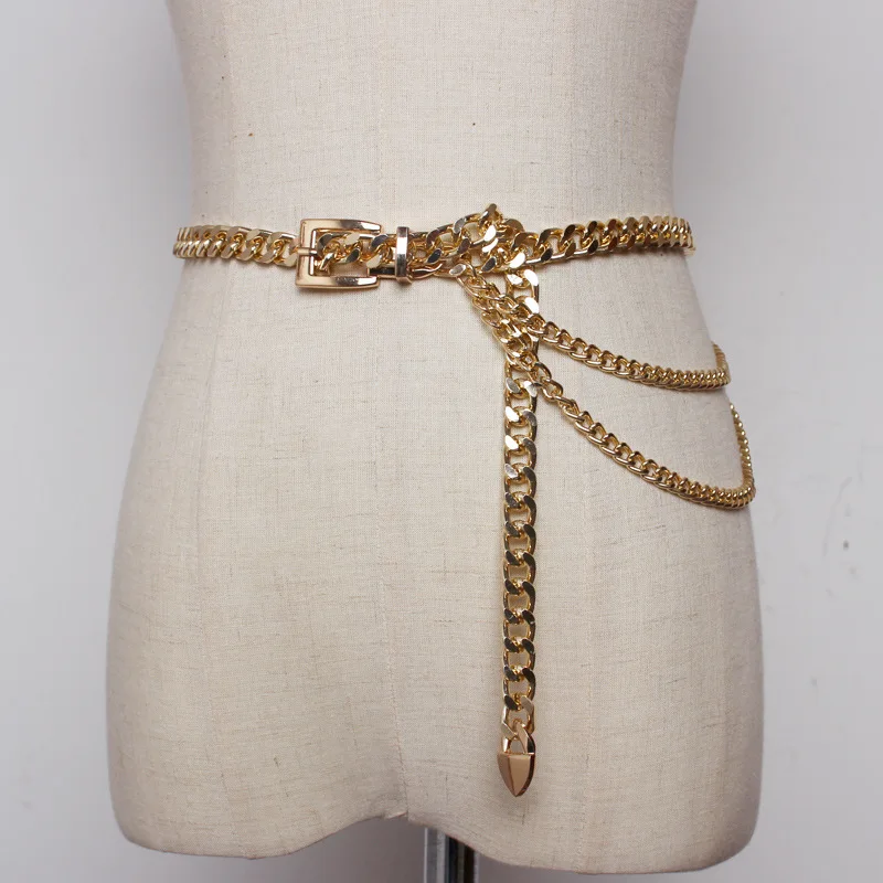 
New Personality Trend Fashion Thick Ladies Chain Belt Decorative Dress Versatile Gold Metal Waist Chain For Women  (1600196911433)