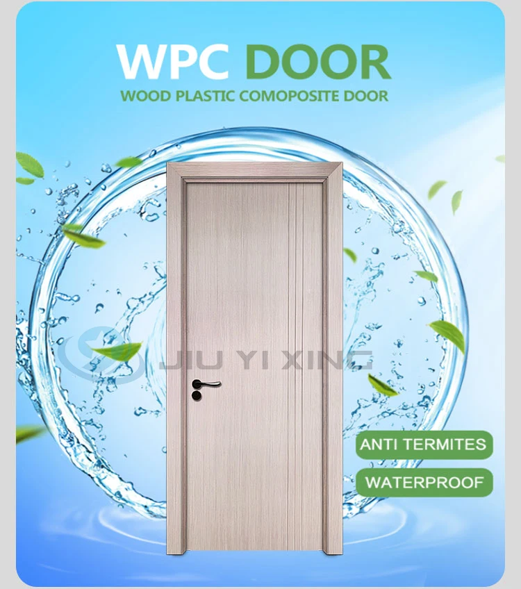 Jiuyixing Wooden Textured Full WPC Door With Pvc Film Lamination Door  100% Waterproof In Bedroom For Saudi Arabia Projects
