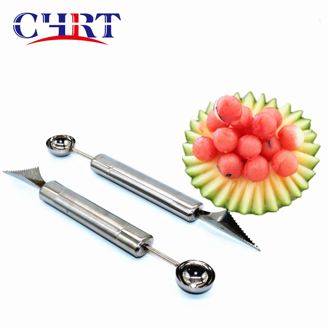 Chrt Easier-Perfect Stainless Steel Dual Fruit Carving Knife Ice Cream Scooper Melon Baller Slicing Spoon Handle Carving Knife