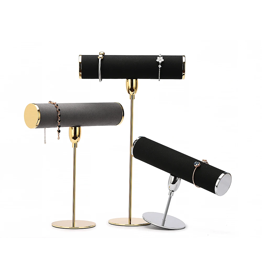 DIGU Luxury Golden Metal Jewelry Display Stand Windows T Bar Watch Stand Necklace Stand Jewelry Display