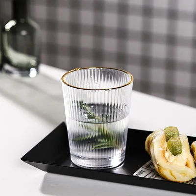 Ins 220ml Heat Resistant Clear Phnom Penh Vertical Stripes Water Glass Cup Milk Cup Mug
