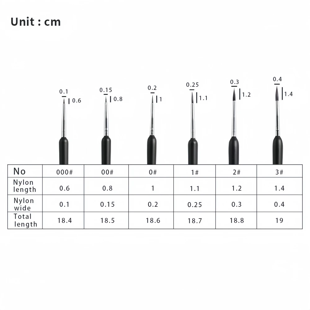 Keep Smiling 6pcs Detail Paint Brushes Drawing Nylon Hook Line Pen For Acrylic Watercolor Painting