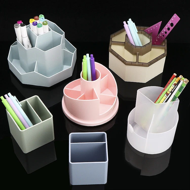 YUZMEI Plastic Art Markers Pen Holder Desktop Drawer Storage Rotating Pen Holder Pen Holder Cup Table Makeup Container