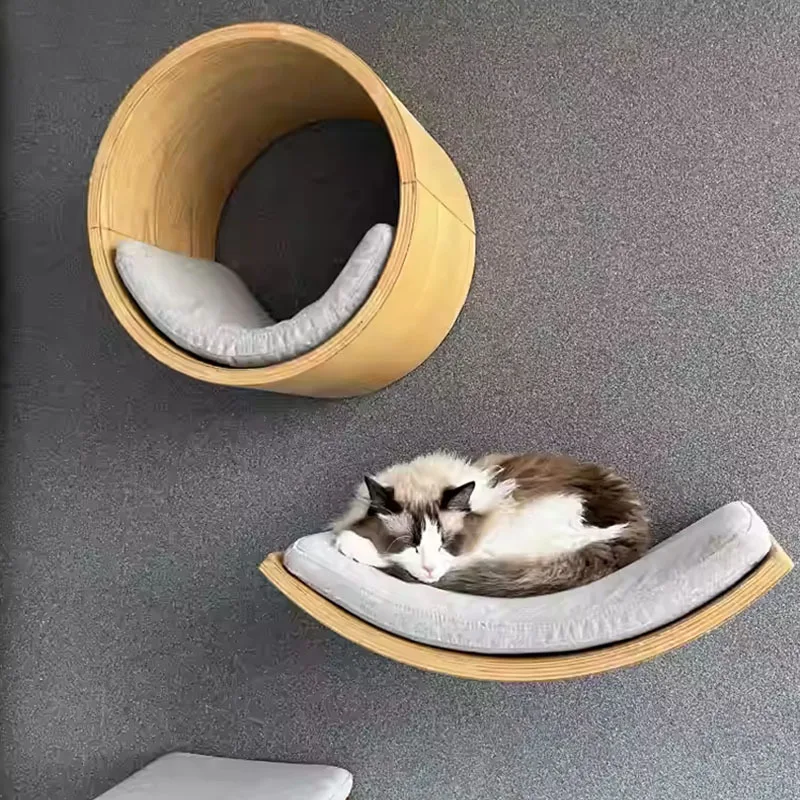Solid Wood Space Capsule Cat Jumping Platform Wall-Mounted Cat Climbing Frame Cat Nest