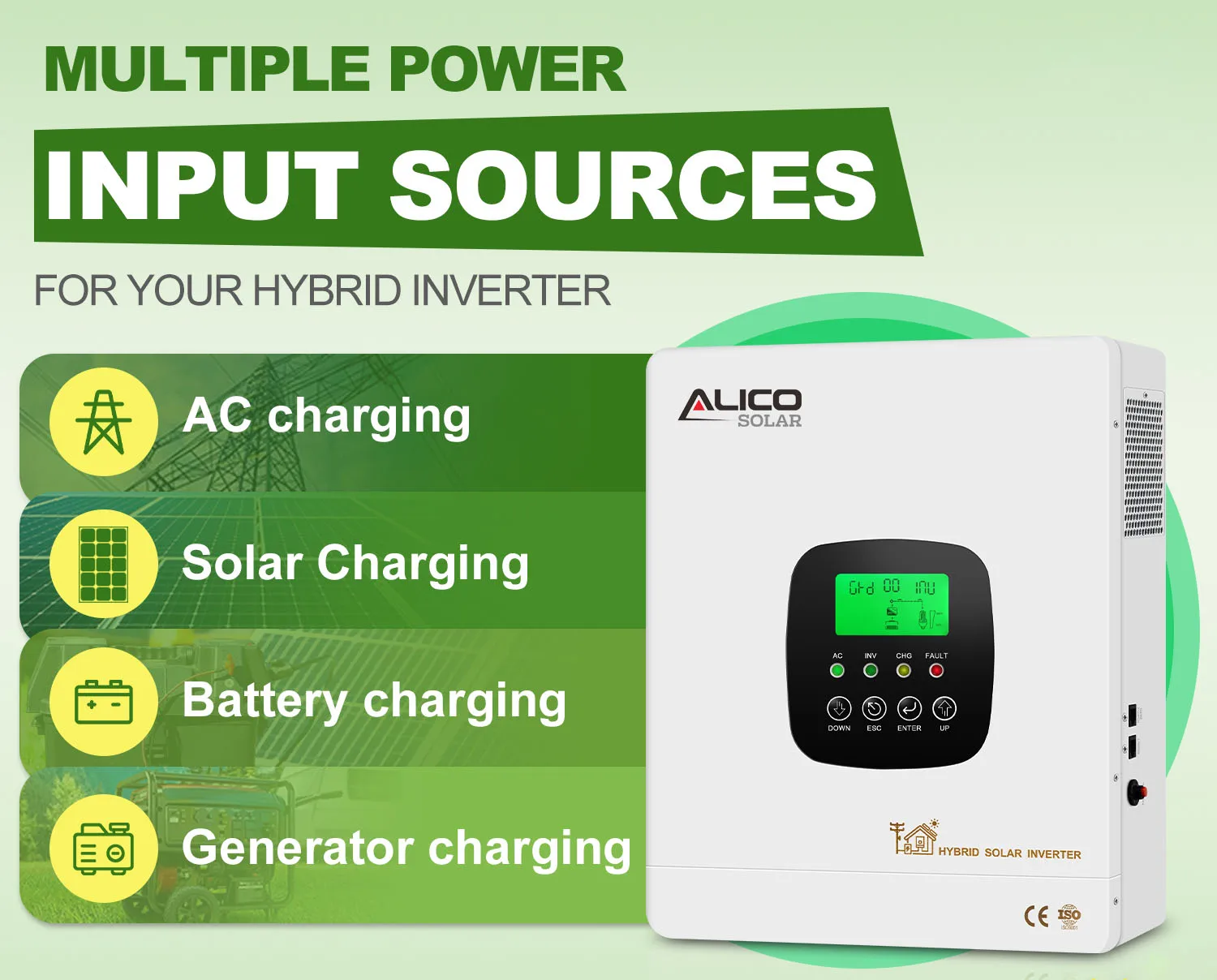 120V 240V Split Phase Hybrid Solar Inverters 48V 5kw 8kw 10kw 12kw Off Grid Hybrid Solar Inverter Split Phase 120v 240v