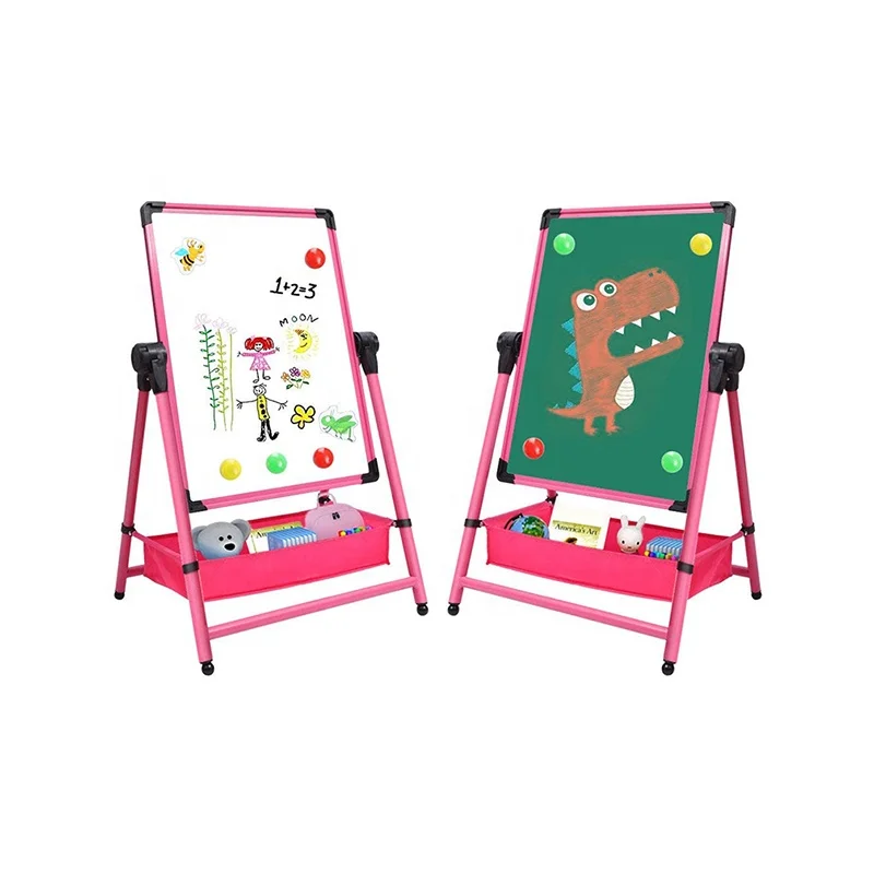 Kids Art Easel Double Sided Whiteboard & Chalkboard Adjustable & 360 degree Rotating Easel