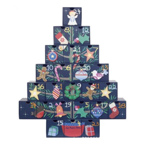 Custom PrintingCosmetic Candy Gift Cardboard Drawer Box Luxury Christmas Tree Advent Calendar Box sweets large christmas gift