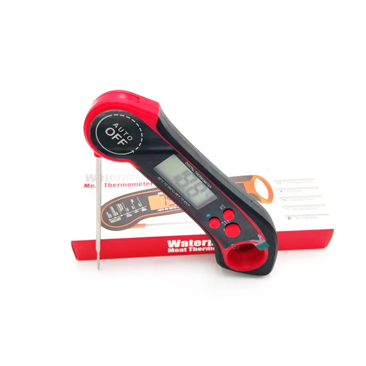 Digital Grilling Meat Thermometer with Foldable Probe Bottle Opener Waterproof Instant Read Design in Kichen