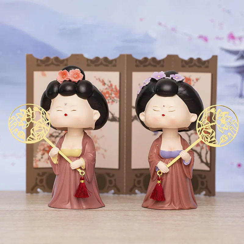 Chinese historical figure modeling shaking head doll car mounted shaking head ornament resin handicraft