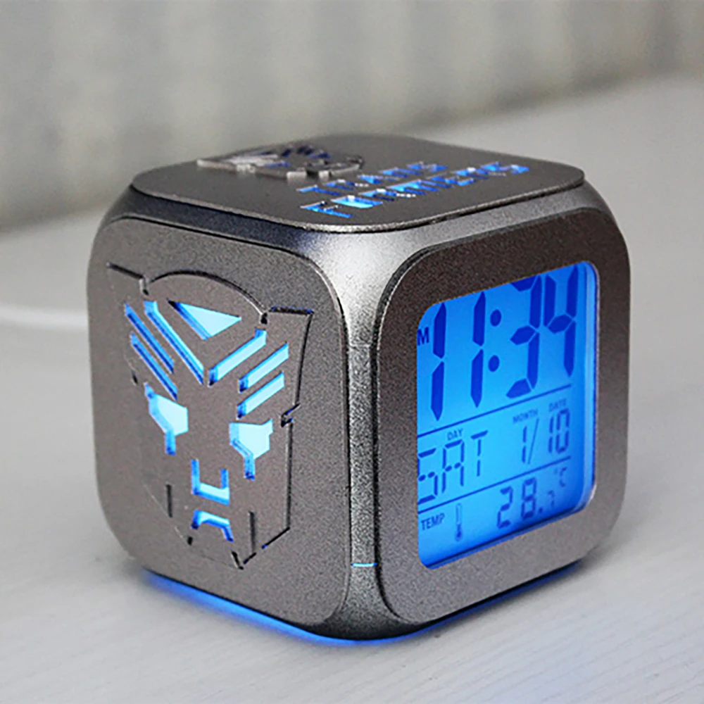 Minimalist Design Alarm Clock 3D Stereo Game of Transformers LED Nightmute Creative Electronic Clock with Touch Control Bedroom