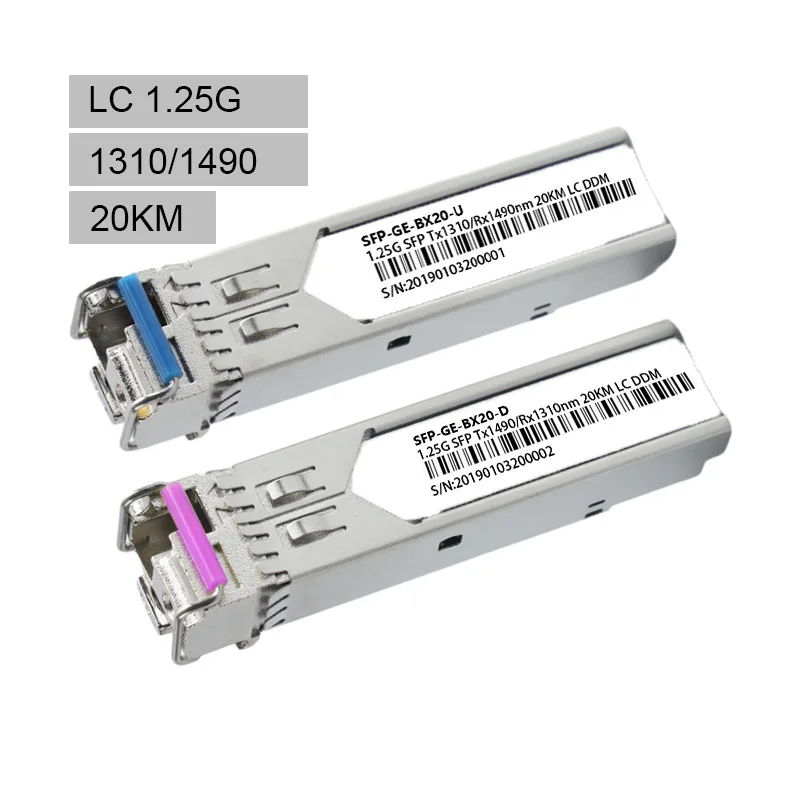 1.25G Bidi Single Mode Dual Fiber 1310nm/1490nm 20KM SFP Module
