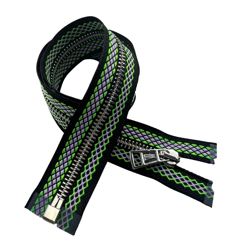 2022 New Clothing Zipper Plastic Bag No. 5 Metal Plaid Fabric With Open End Metal Zipper