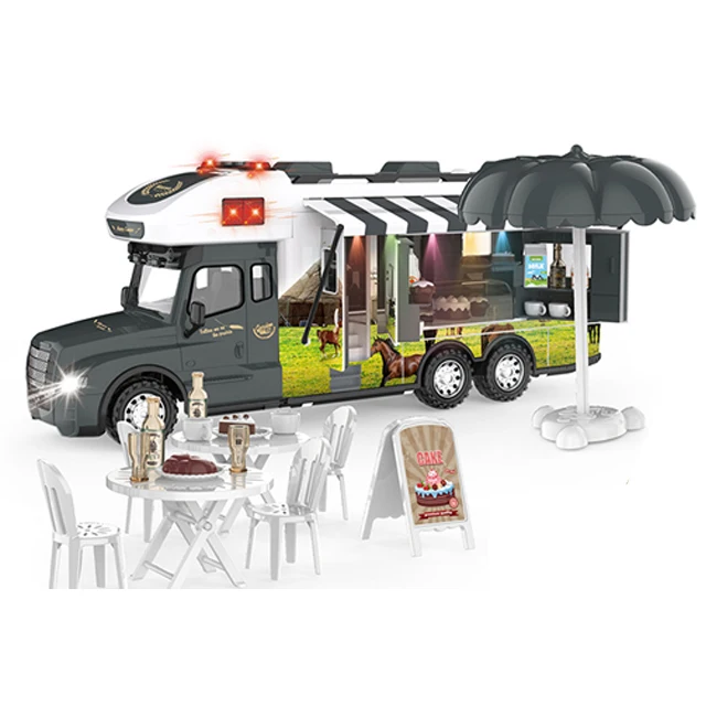 Electric Girls DIY doll house play set portable caravan camper free wheel bus car kitchen toy kit motorhome pretend play toy