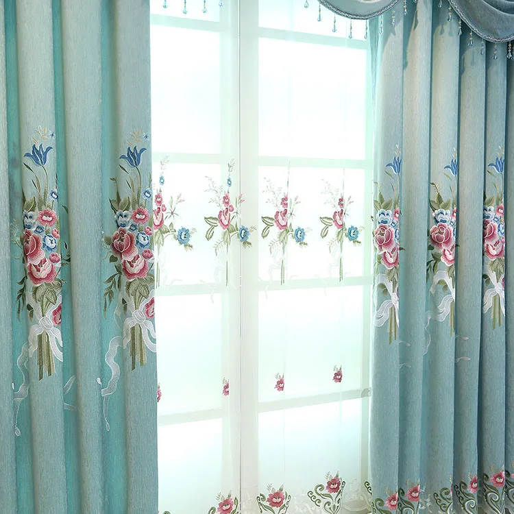 Wholesale Window Blackout Embroidery Curtain Jacquard Curtains For The Living Room With Valance
