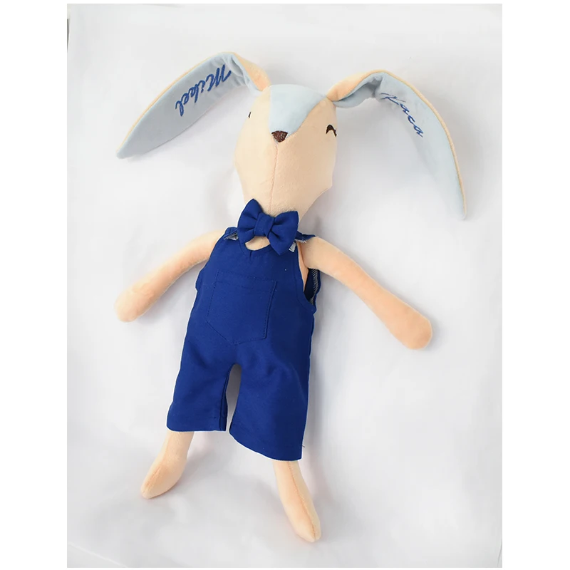 Nordic style rabbit toy hot selling  emboridered details, emborider names, custom labelling plush toy