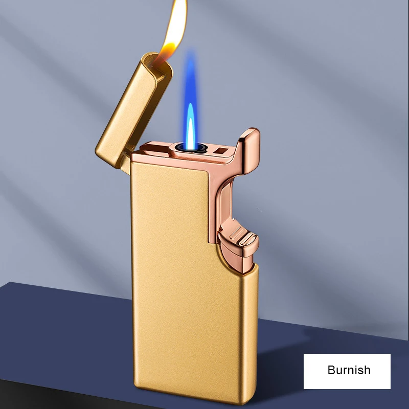 Straight flame gas flame lighter for cigarette Double flame lighter custom logo lighter