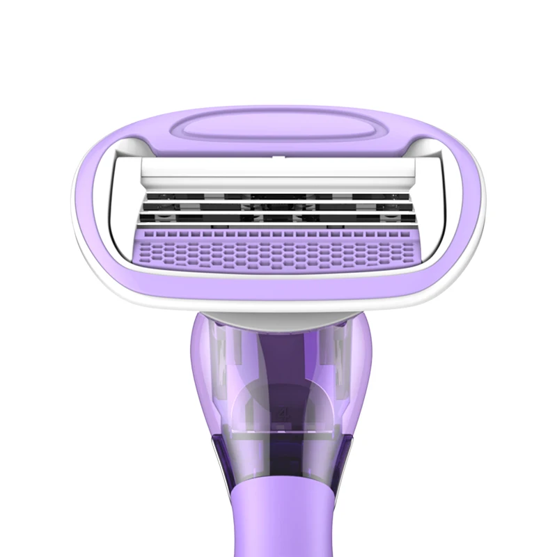 Women cheap high quality shaving razor with four blades metal handle system razor