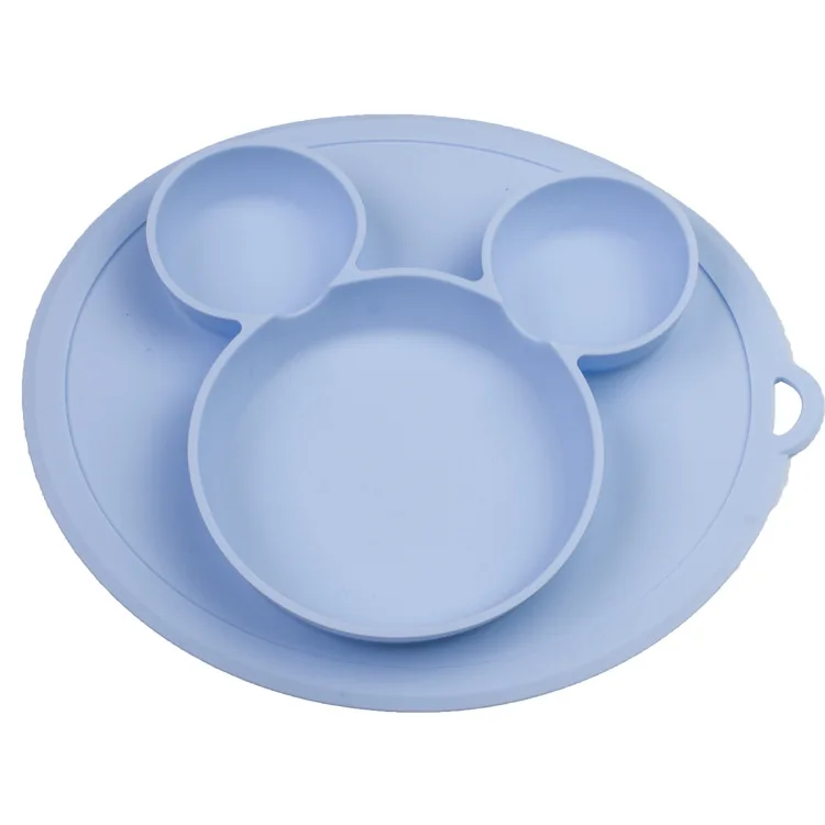 Children Tableware Food Grade Silicone Baby Plate Kids Mickey Bowl Plates Baby Feeding Silicone Bowl