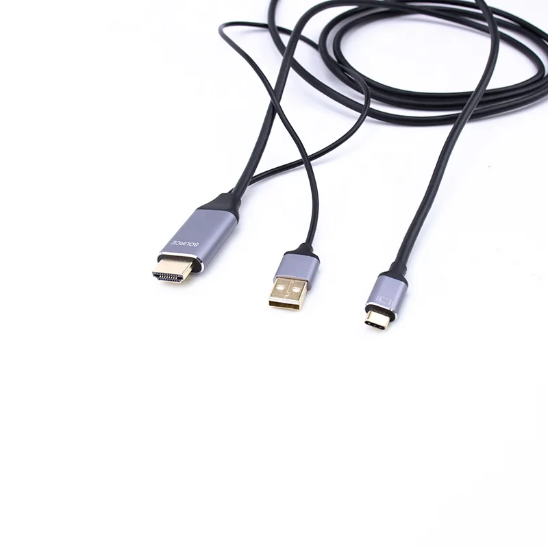 Лидер продаж на Amazon, оптовая продажа, кабель hdmi в type-c, алюминий, 4k, с usb-источником питания