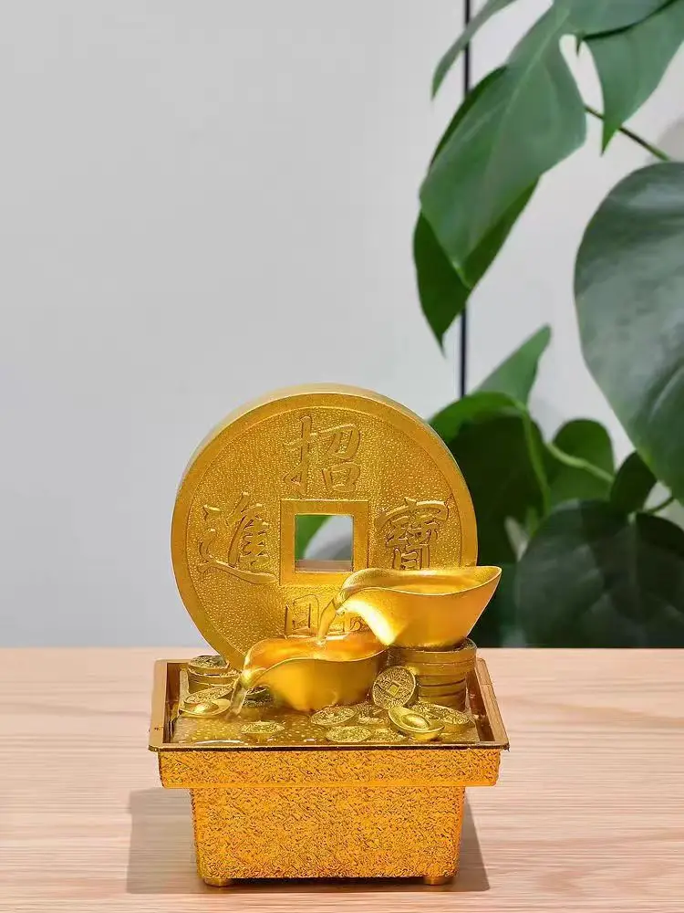 Home Decoration Gold Ingot Resin Crafts Feng Shui Fountain Desktop Gifts Housewarming Gift Indoor Water Fountain
