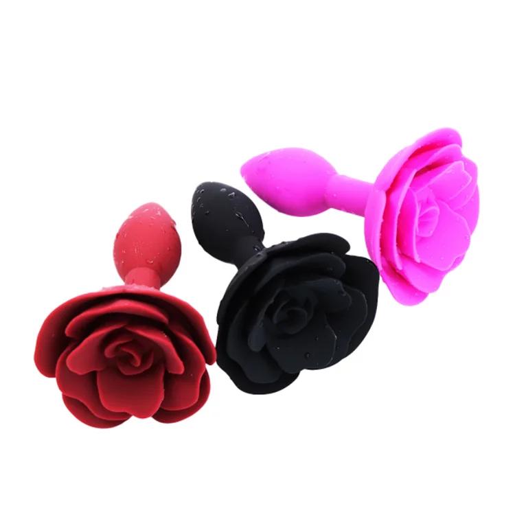 Small Size Rose Flower Shaped Silicone Anal Plug For Male And Female Adult Game Flower Butt Plug