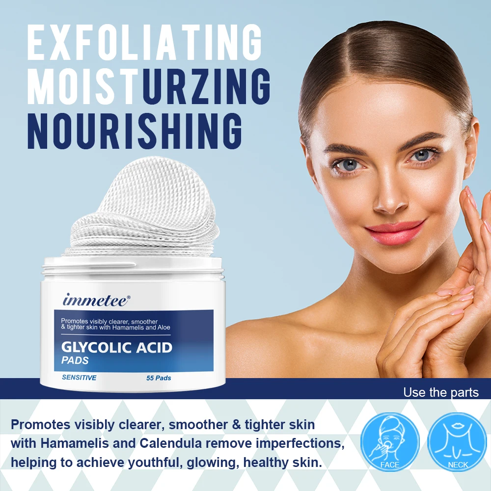 OEM/ODM Glycolic Acid 20% Pads Organic Acne Treatment Skin Care Resurfacing Glycolic Acid Pads