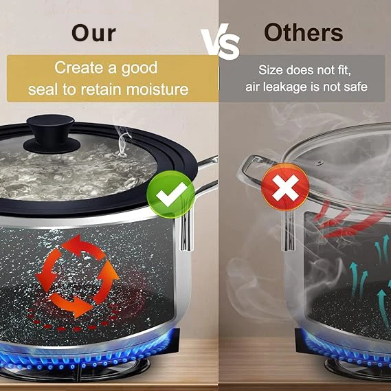 Heat Proof Multipurposehome use silicone High sealing and anti-overflow Visual anti-overflow  pot  lid silicone pot lid