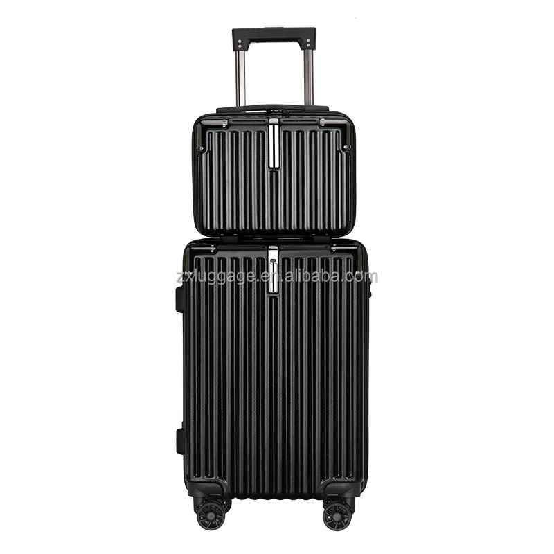 wholesale abs+pc hard 20/24/28 inch american travel 3pcs set designer luggage and bags guangdong with 14inch beauty case