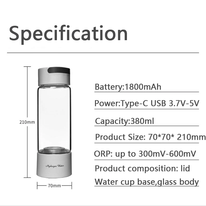 Hydrogen Water Bottle,Portable Hydrogen Water Ionizer Machine,Portable Hydrogen Rich Water Health Cup