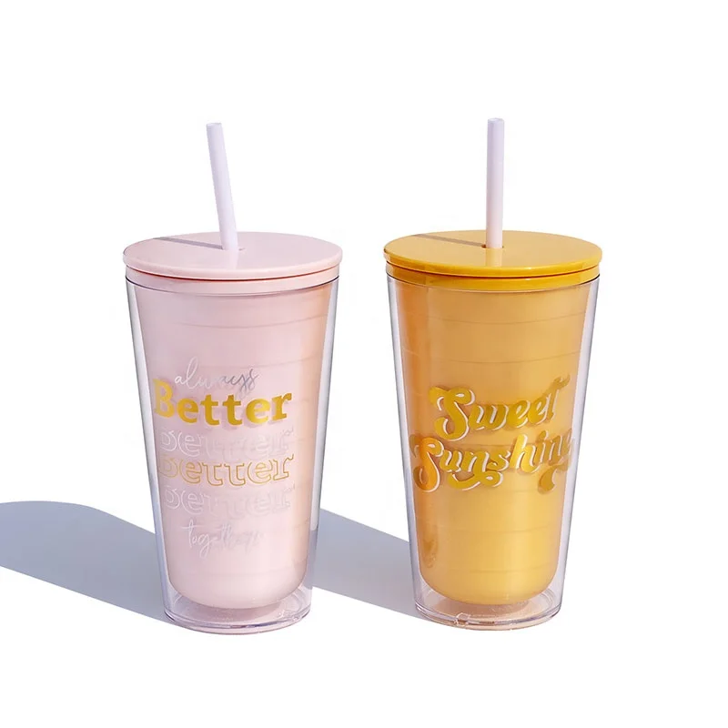 Girlwill 20oz coffee Cups Plastic Mugs With Lids And Straws Custom Logo Tumbler Cups Wholesale Insulated Double Wall
