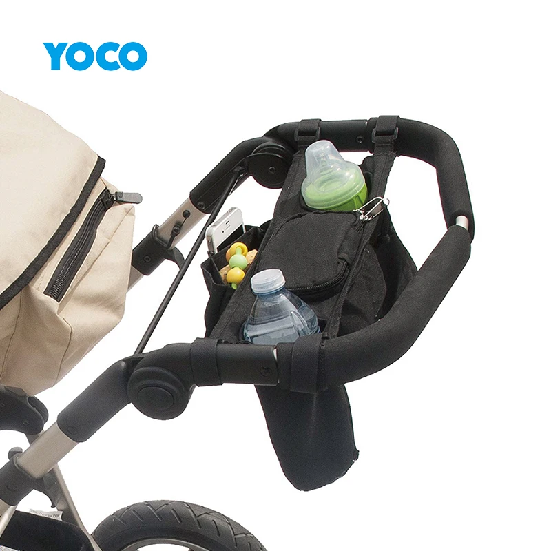 Factory Design Wholesale diaper storage pouch universal stroller organizer with insulated cup holders