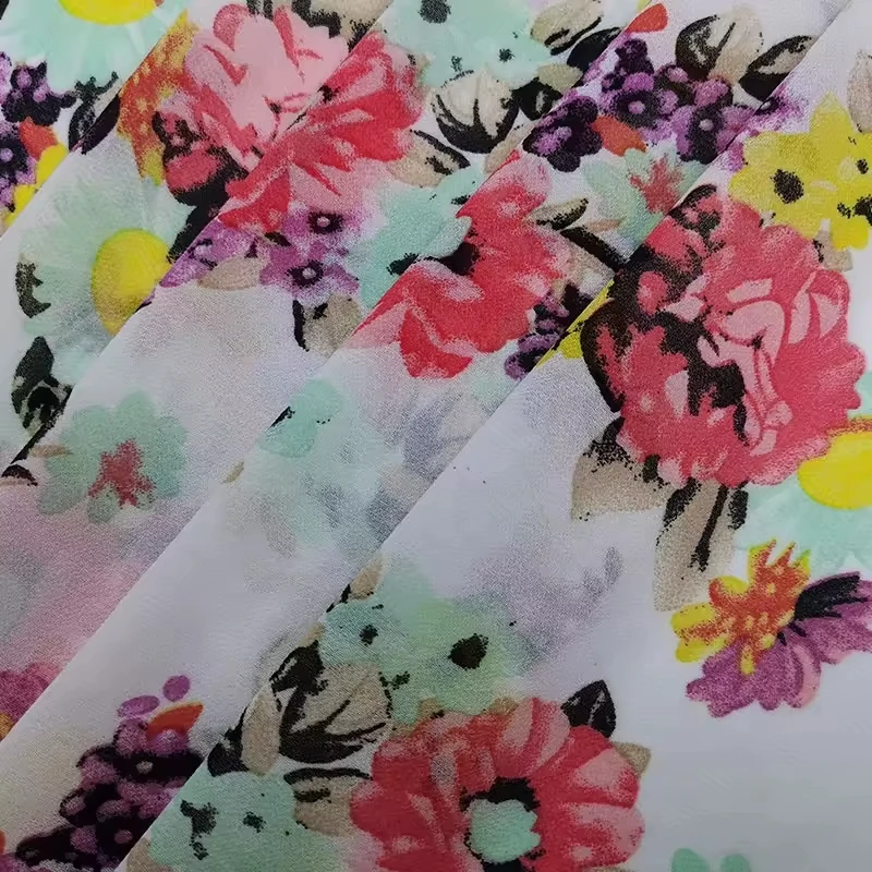 Shaoxing yuyuan digital printed material 75d High twist chiffon 100% polyester bangladesh dubai chiffon fabric wholesale