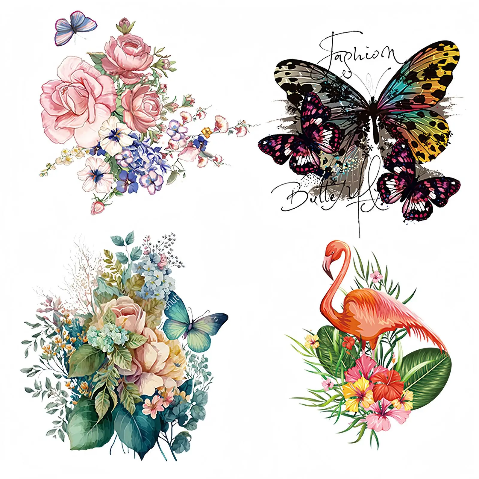 Весенняя/Летняя железная наклейка с изображением цветка бабочки фламинго термопечать милая мультяшная одежда футболка